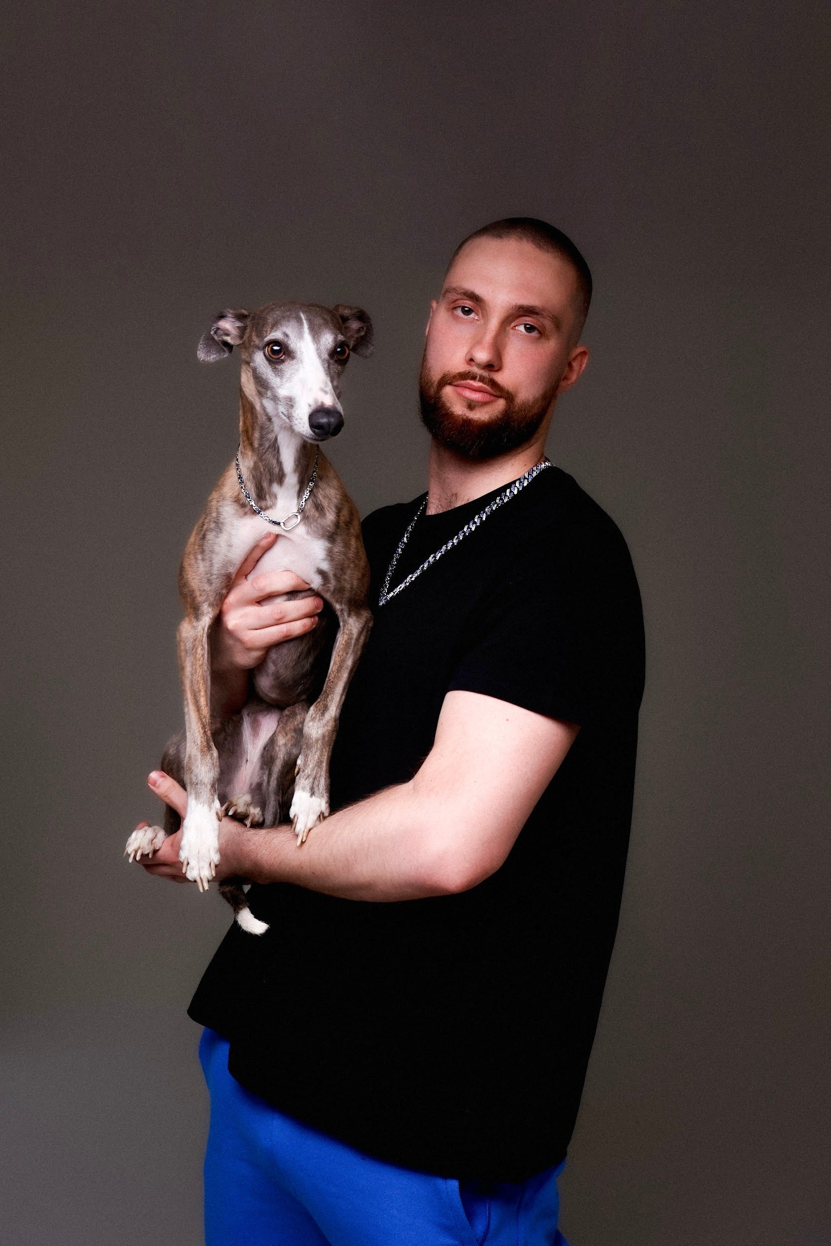 Srebrno-niebieski łańcuch dwukolorowy dla psów